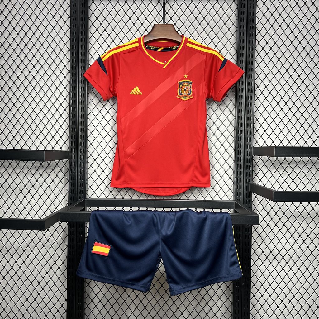 Conjunto Infantil Seleção Espanha I Retrô 2012 Vermelho e Azul