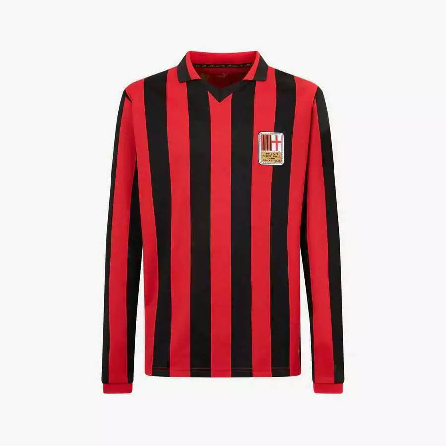 Camisa AC Milan Edição Especial 125 Anos Manga Longa Vermelha e Preta Masculina