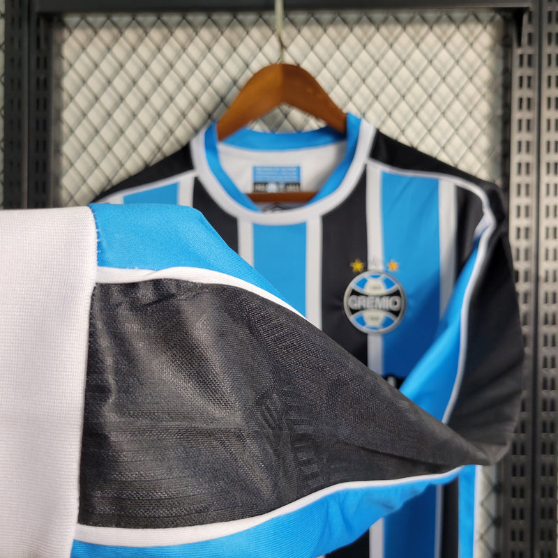 Camisa Grêmio I 23/24 Manga Longa Azul e Preta Masculina