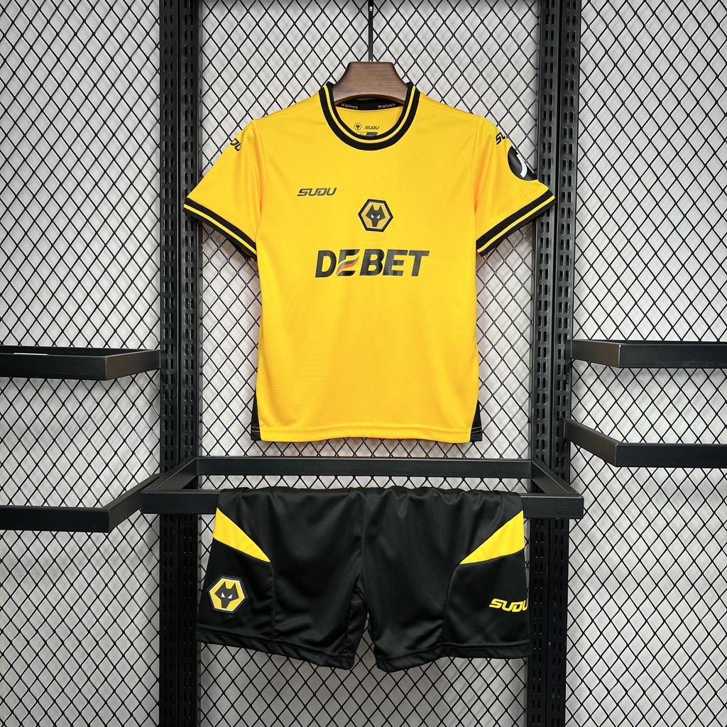 Conjunto Infantil Wolverhampton Wanderers I 24/25 Amarelo