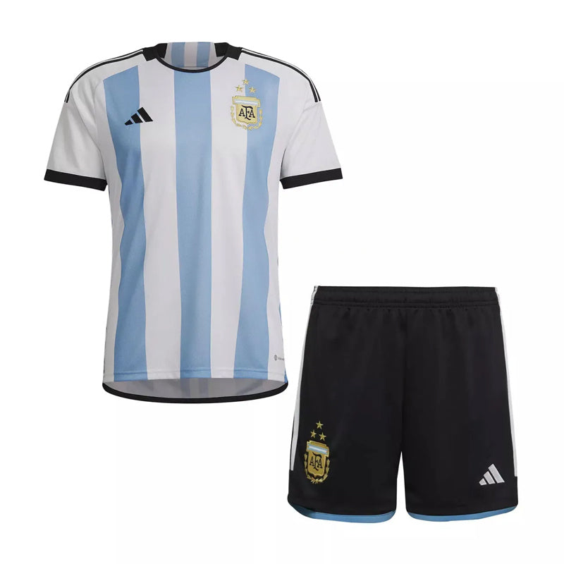 Conjunto Infantil Argentina Copa do Mundo 2022 Azul e Branca