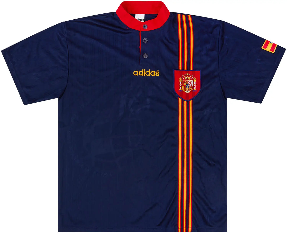 Camisa Seleção Espanha II 1996 Retrô Azul Masculina