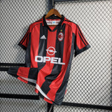 Camisa AC Milan I 1998/1999 Retrô Vermelha/Preta Masculina