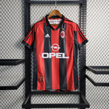 Camisa AC Milan I 1998/1999 Retrô Vermelha/Preta Masculina